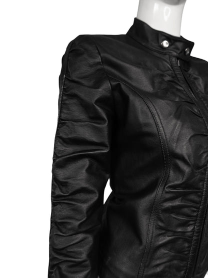 + Leather drapery jacket +