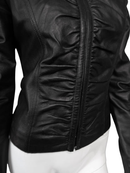 + Leather drapery jacket +