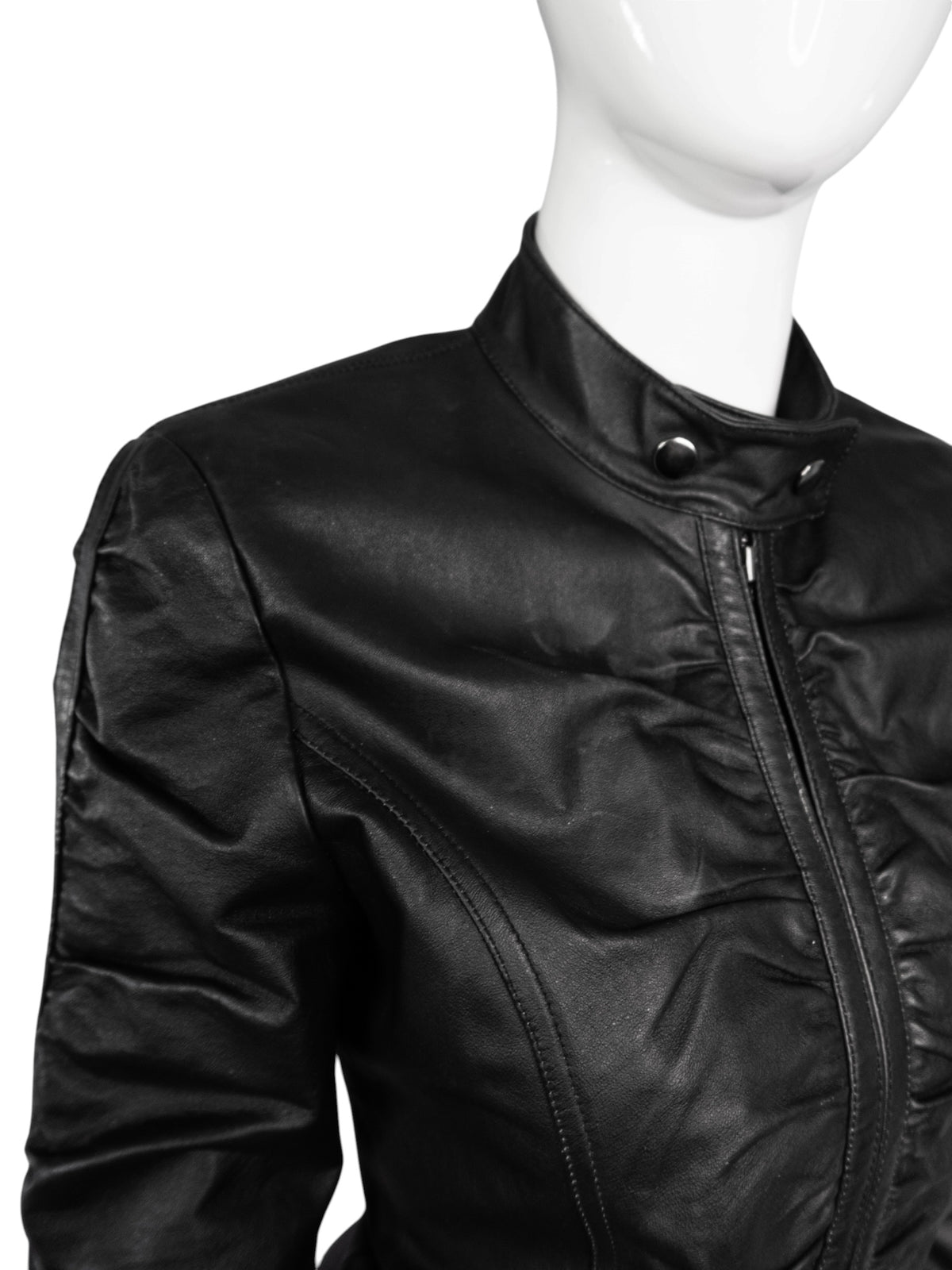 + Leather drapery jacket +