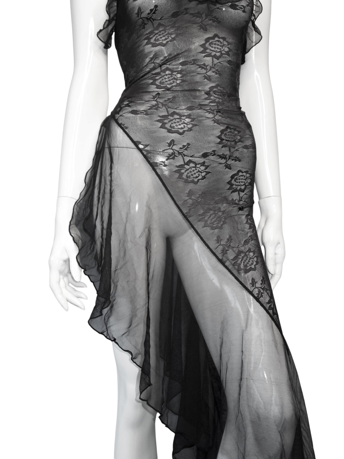 + Asymmetrical lace dress +