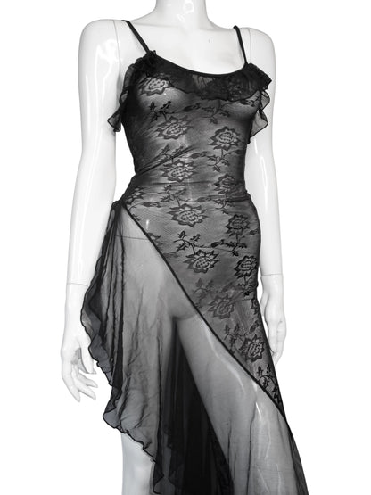 + Asymmetrical lace dress +