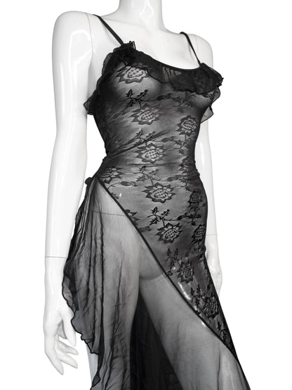 + Asymmetrical lace dress +
