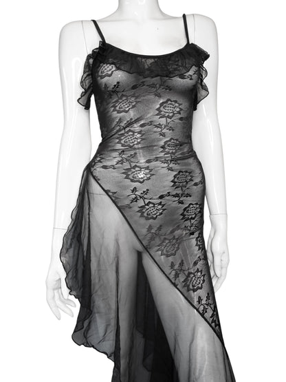 + Asymmetrical lace dress +