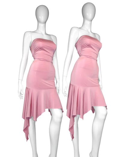 + Asymmetrical pink tube dress +