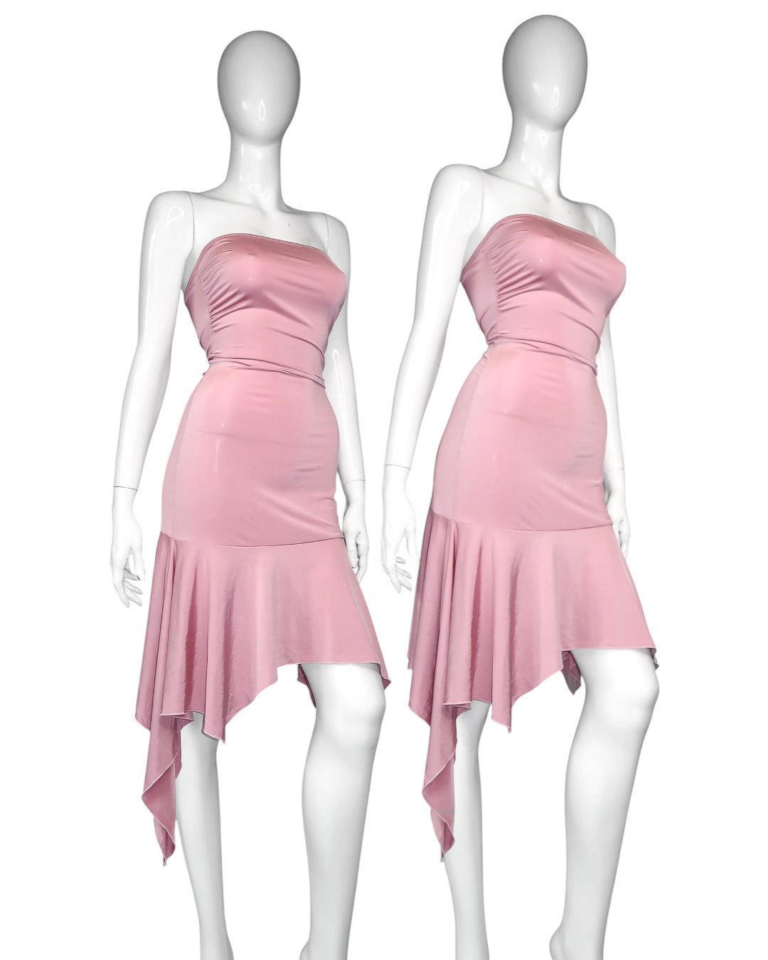 + Asymmetrical pink tube dress +