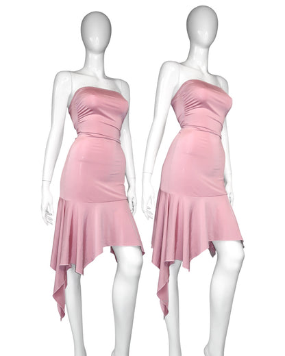 + Asymmetrical pink tube dress +