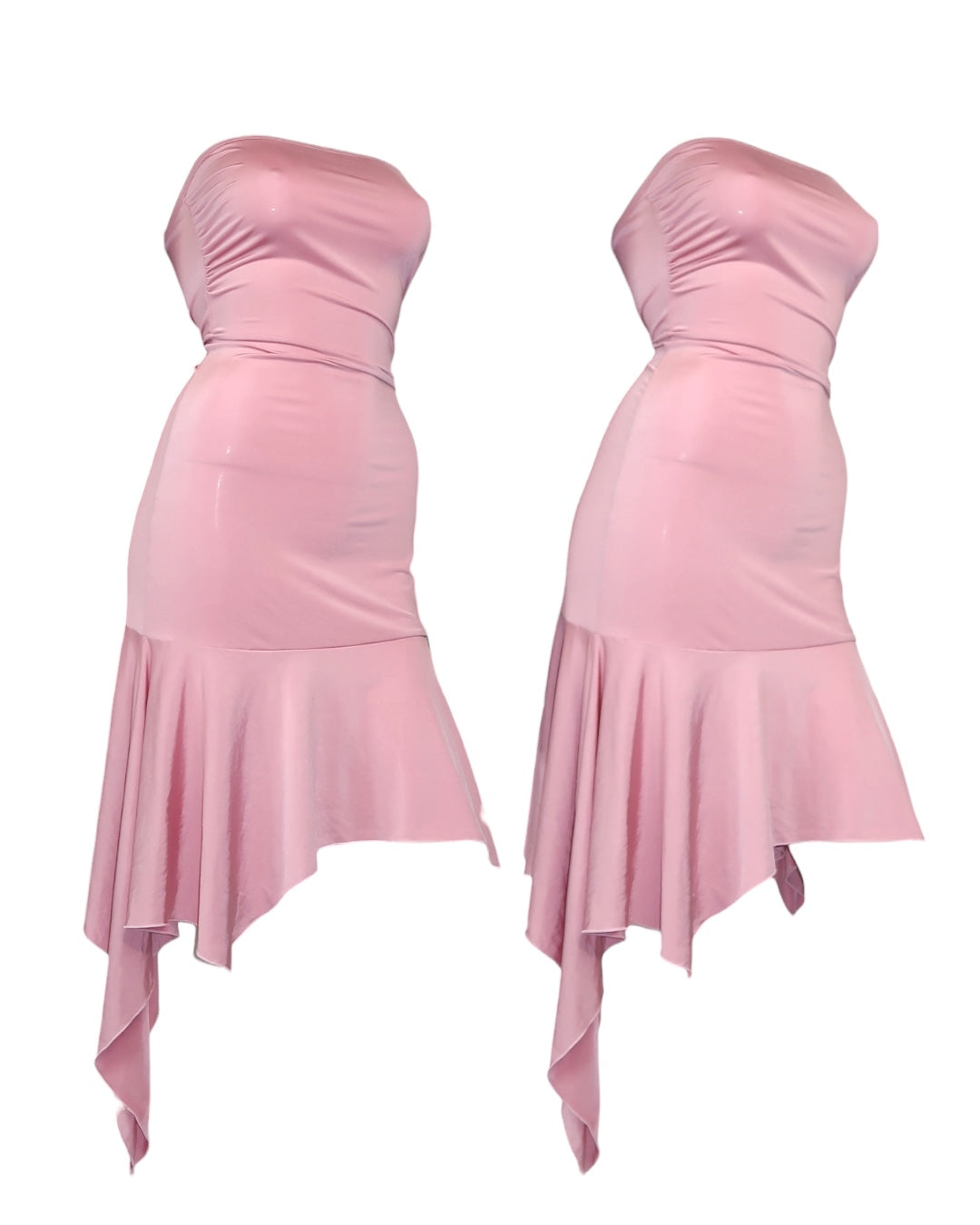 + Asymmetrical pink tube dress +