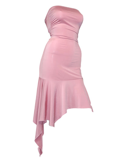 + Asymmetrical pink tube dress +