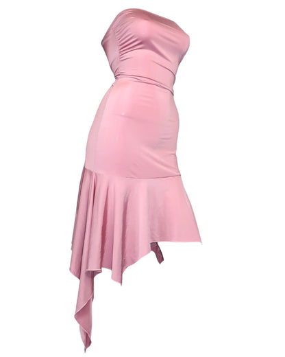 + Asymmetrical pink tube dress +