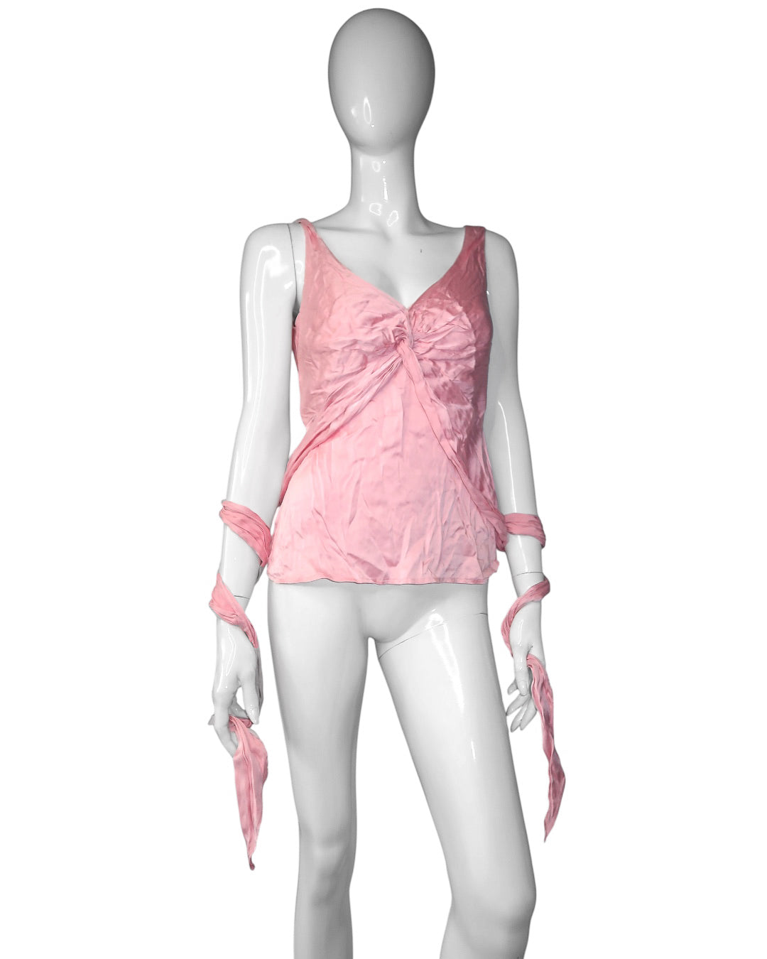 + Silk pink tied top +