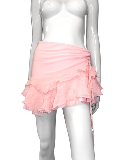 + Silk asymmetrical mini skirt +