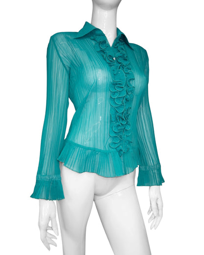 + Turquoise mesh shirt +