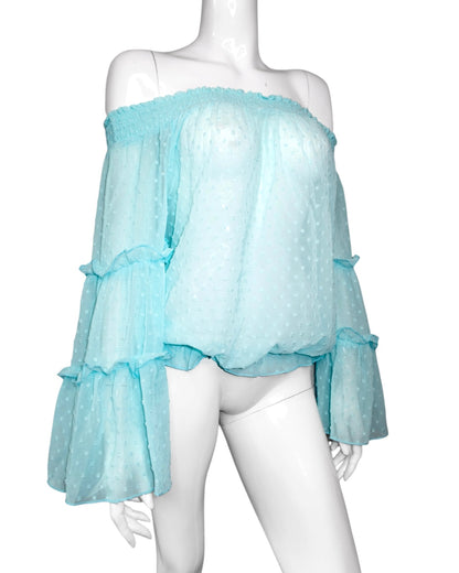 + Mint polka dot blouse +